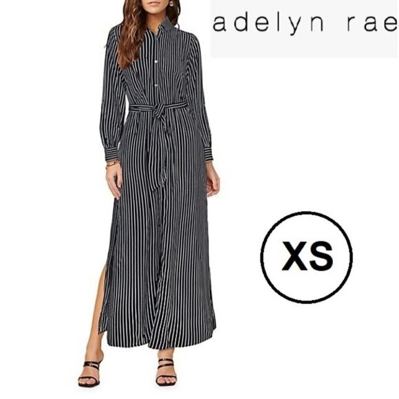 Adelyn Rae, Striped Shirt Maxi Dress. Black & white. Size: XS - NWT. - Picture 1 of 12